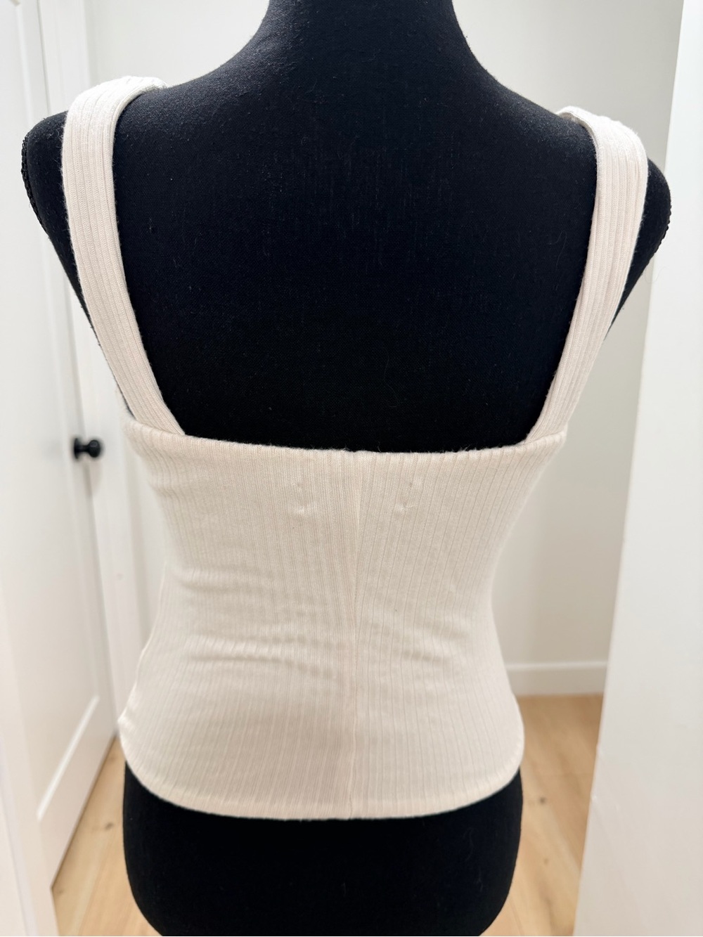 Reformation Cream Ribbed Lace-Up Tank - Picture 7 of 10